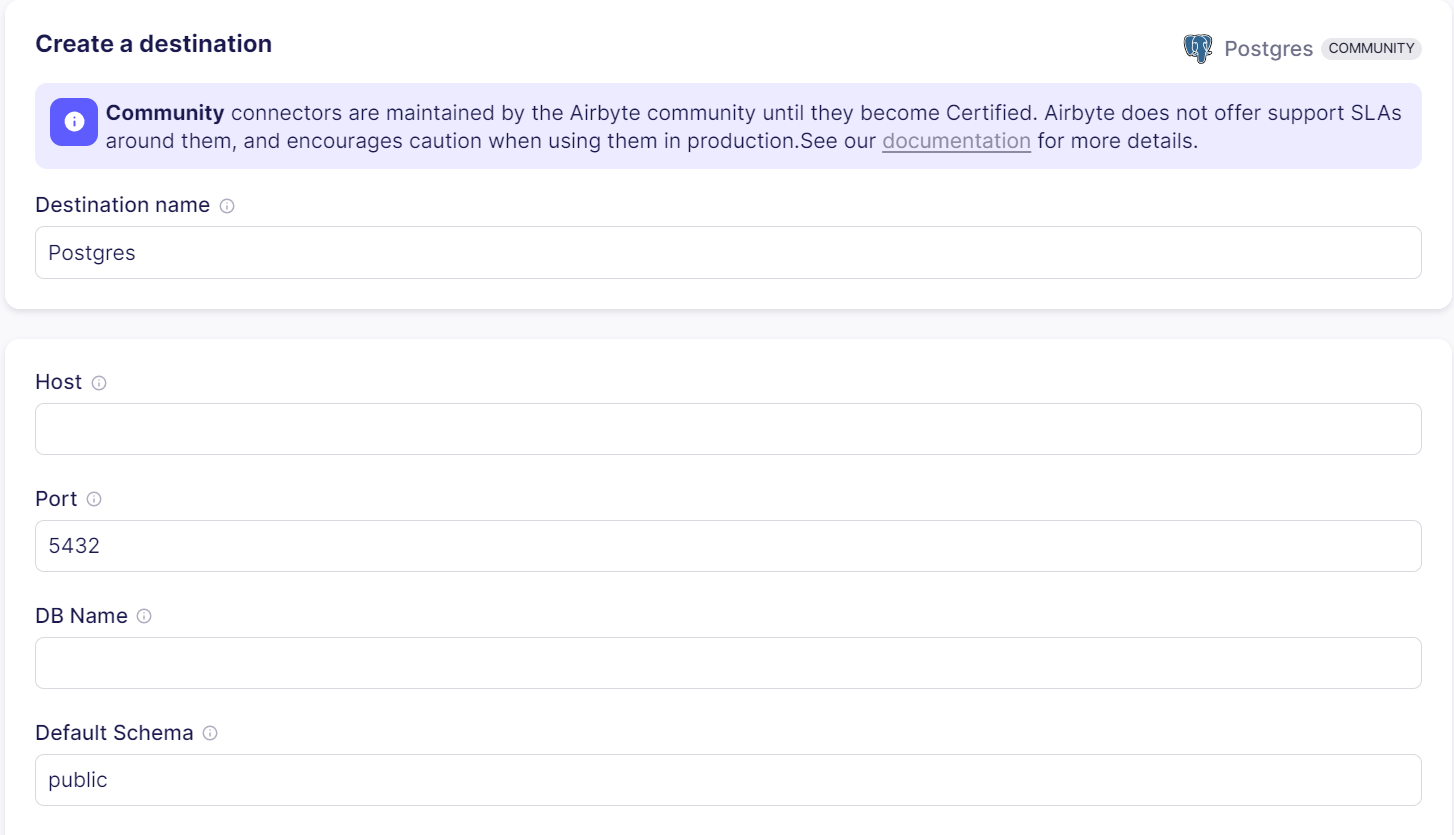 Airbyte Postgres form