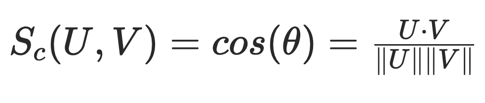 Equation for cosine similarity