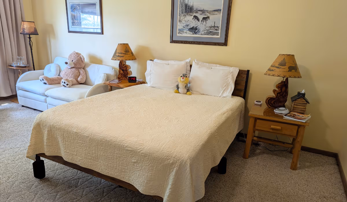 bed and couch area