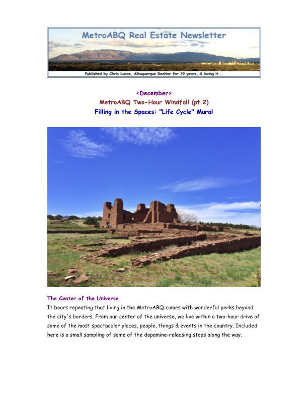 December -- MetroABQ Two-Hour Windfall pt 2 & new 'Life Cycle' mural  