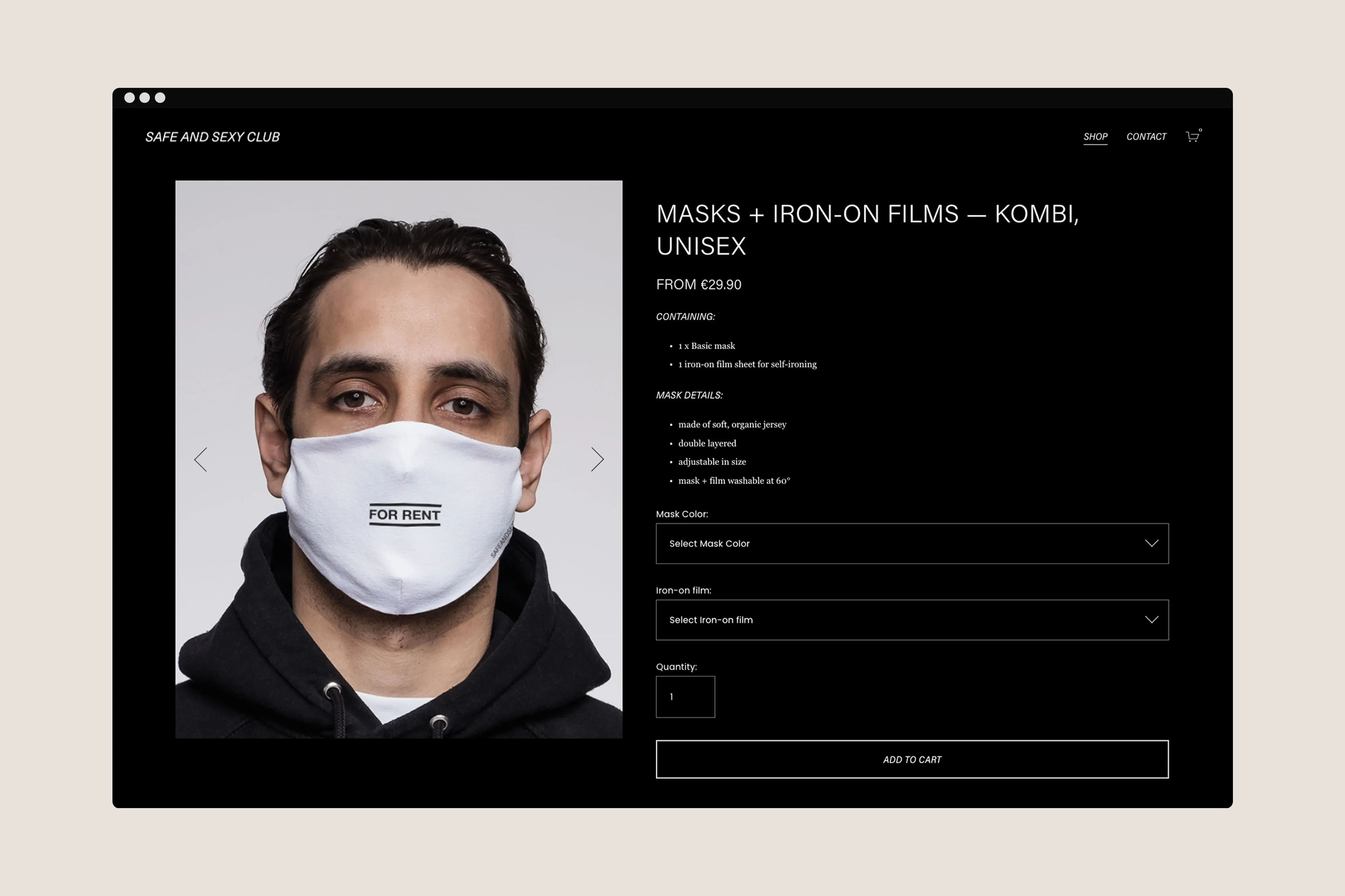 Mockup der Webseite von Safe and Sexy Club im Desktop Format.