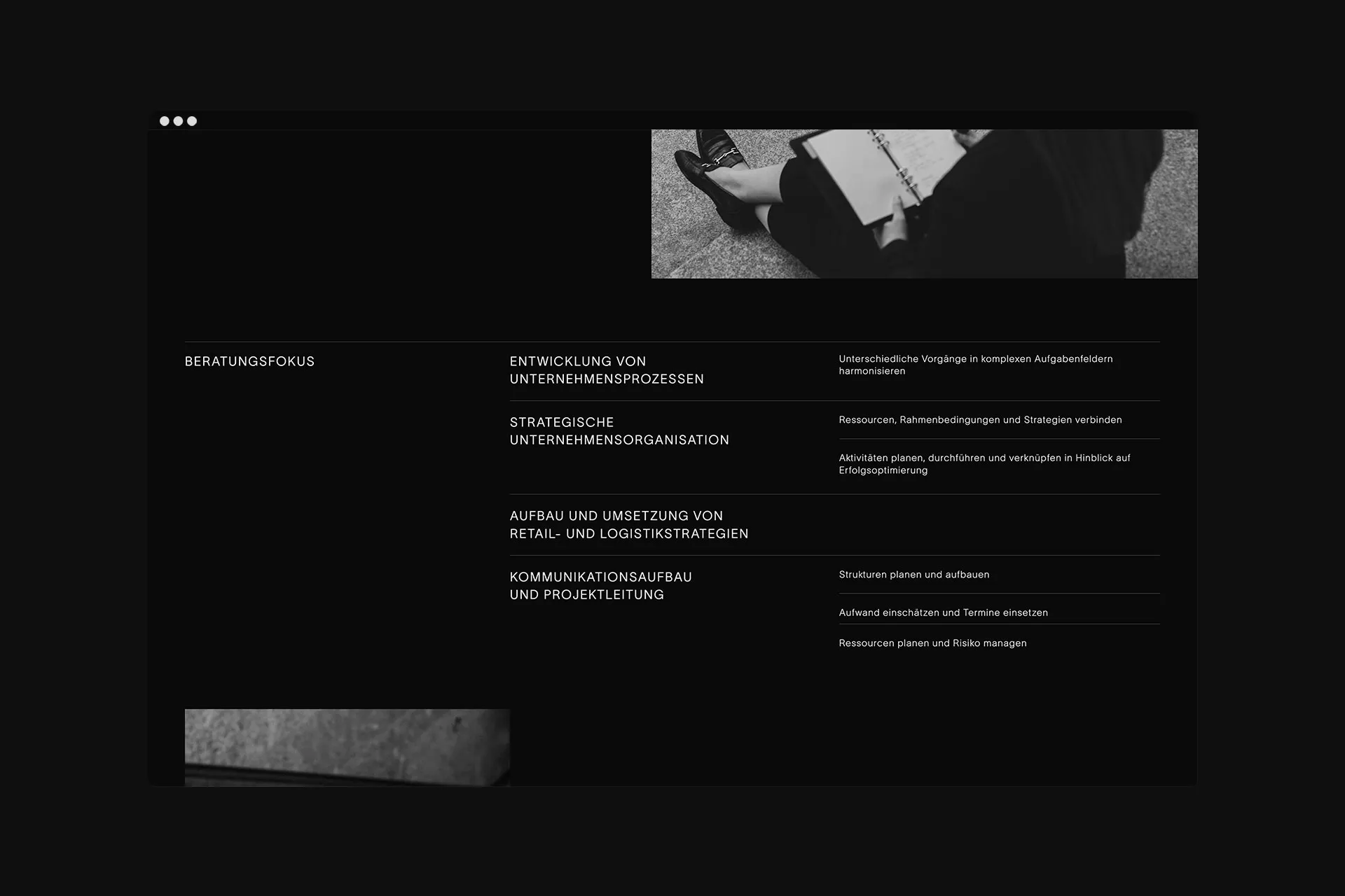 Mockup der Webseite von Bandas Consulting im Desktop Format