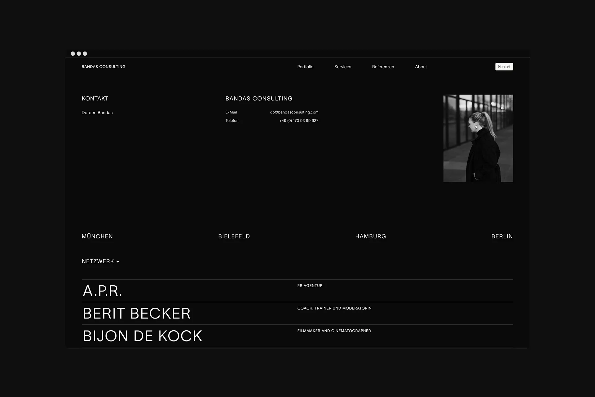 Mockup der Webseite von Bandas Consulting im Desktop Format