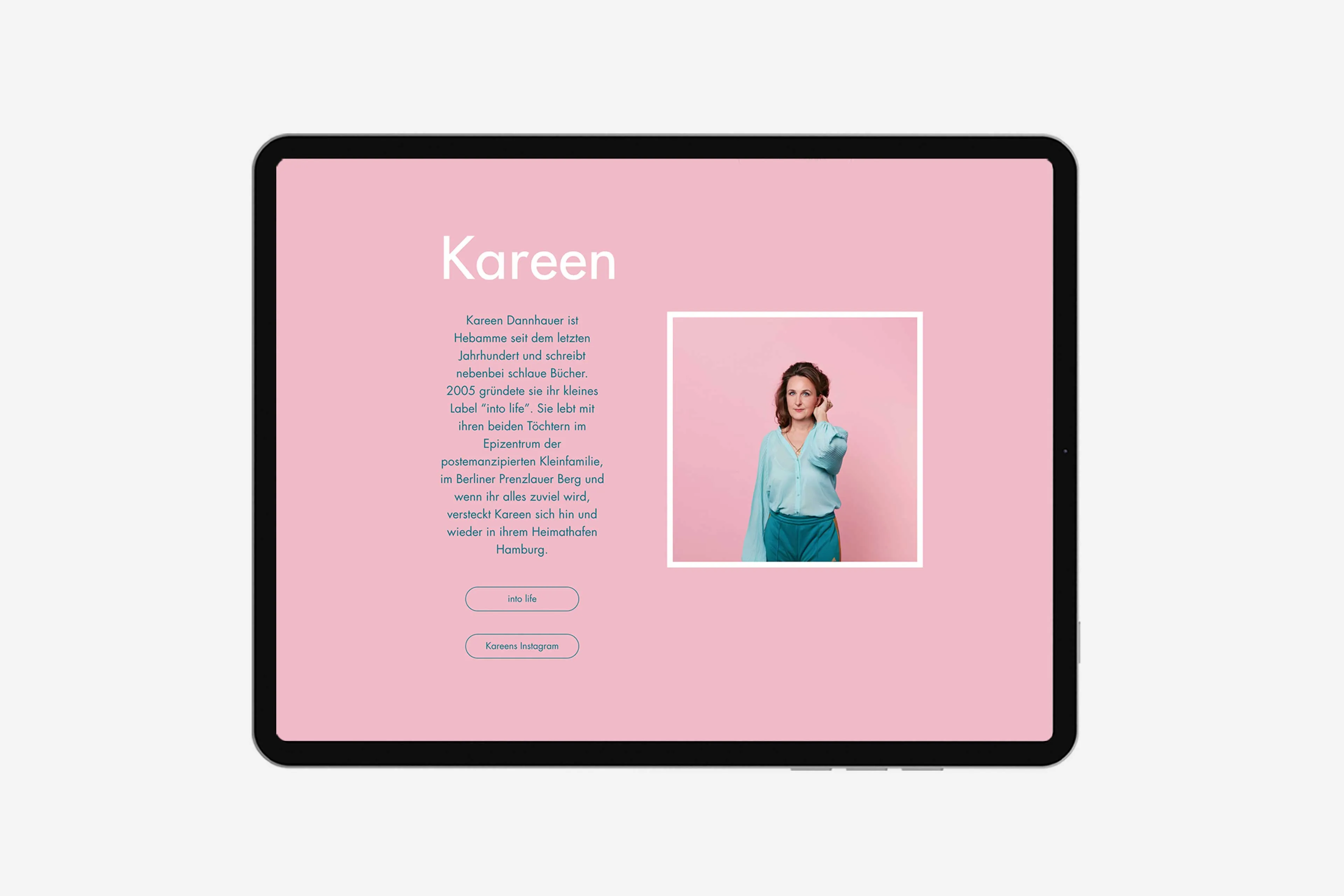 Mockup der Webseite von Hebammensalon im Tablet Format.