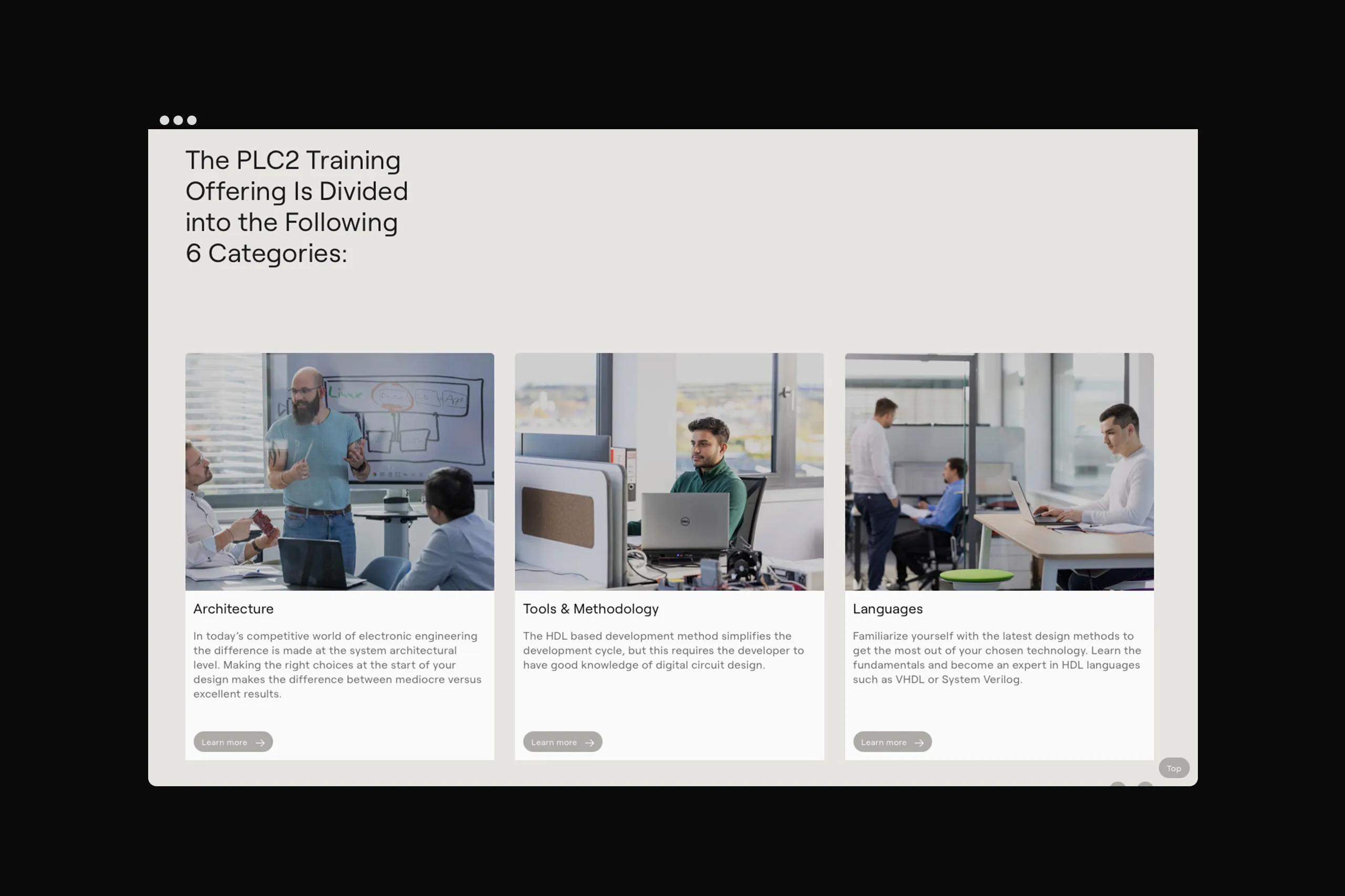 Mockup der Webseite von PLC2 im Desktop Format
