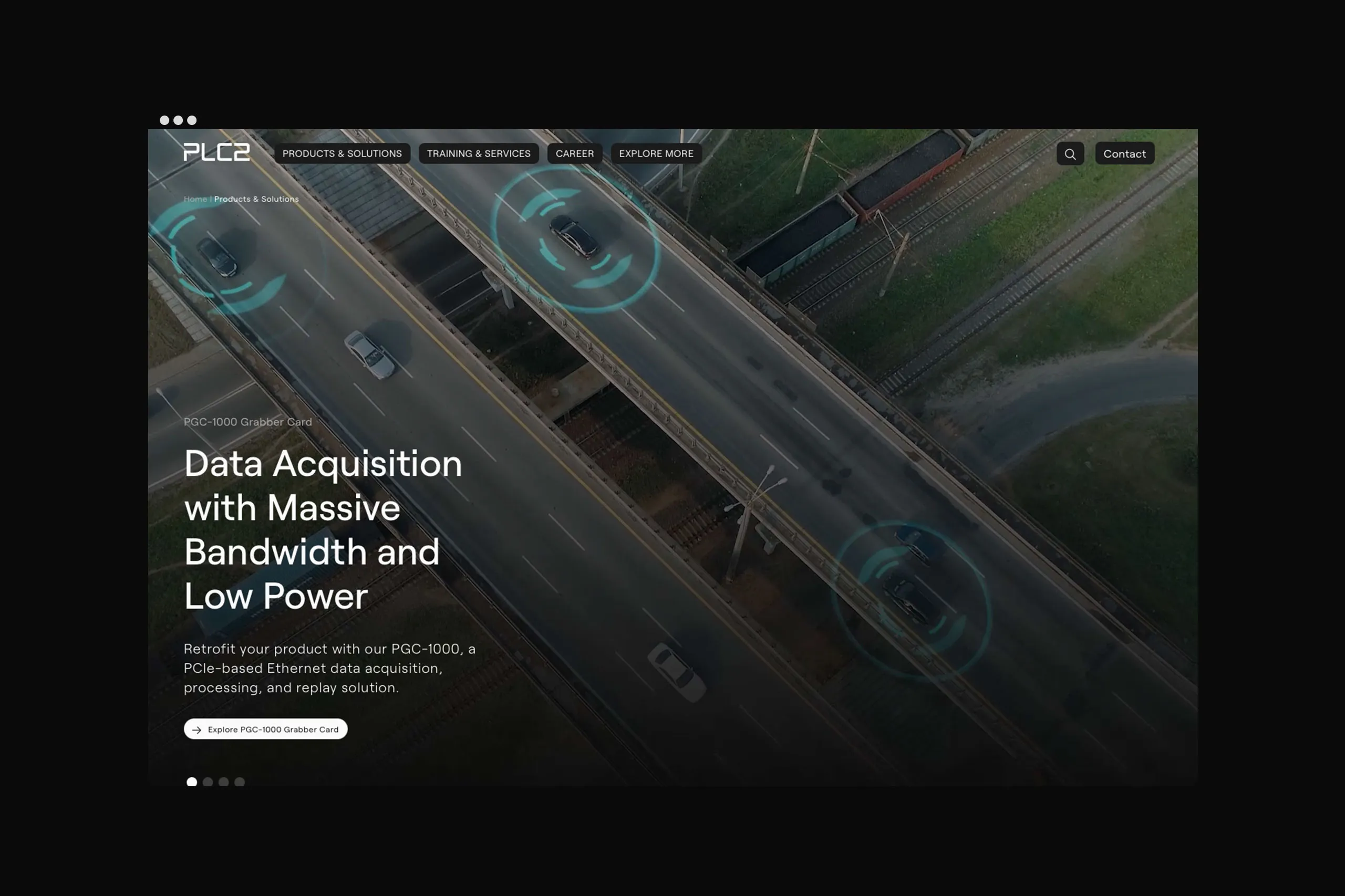 Mockup der Homepage von PLC2 im Desktop Format