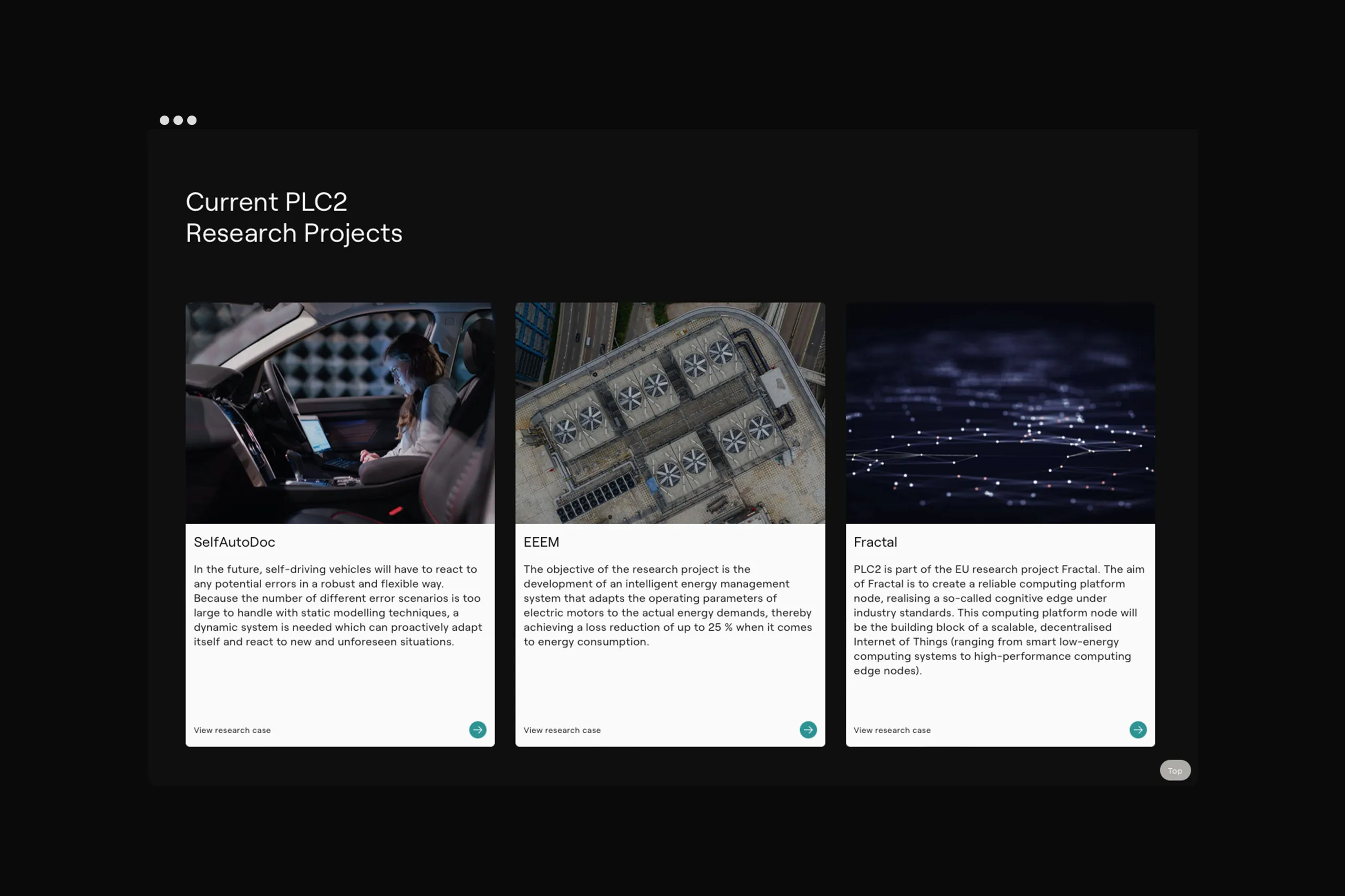 Mockup der Projektseite von PLC2 im Desktop Format