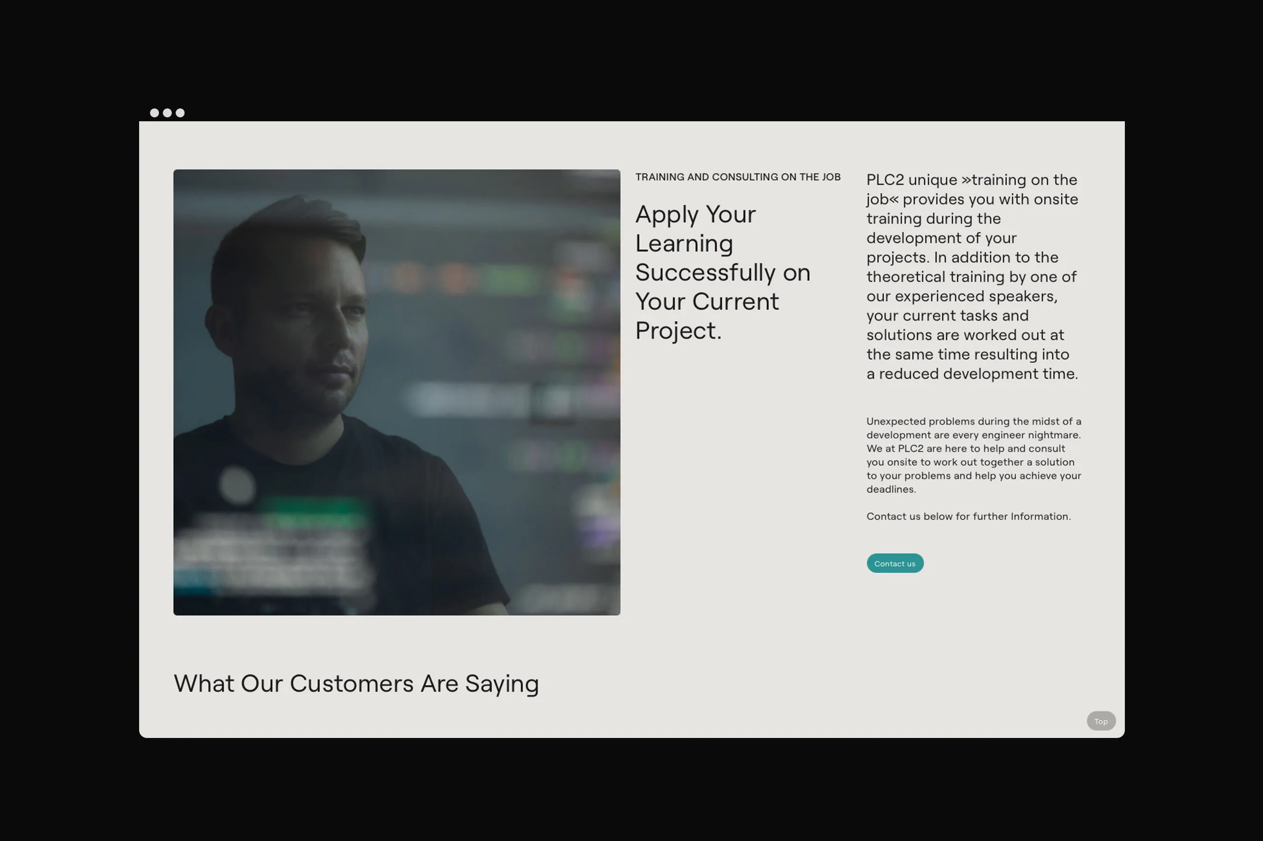 Mockup der Webseite von PLC2 im Desktop Format