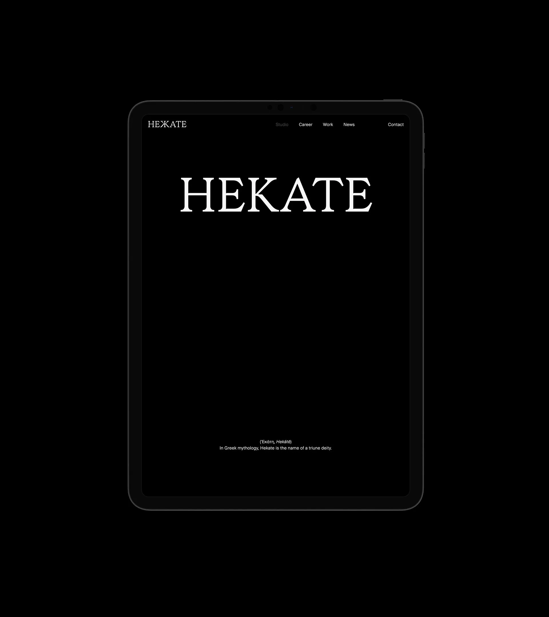 Mockup der Hekate Homepage im Tablet-Format