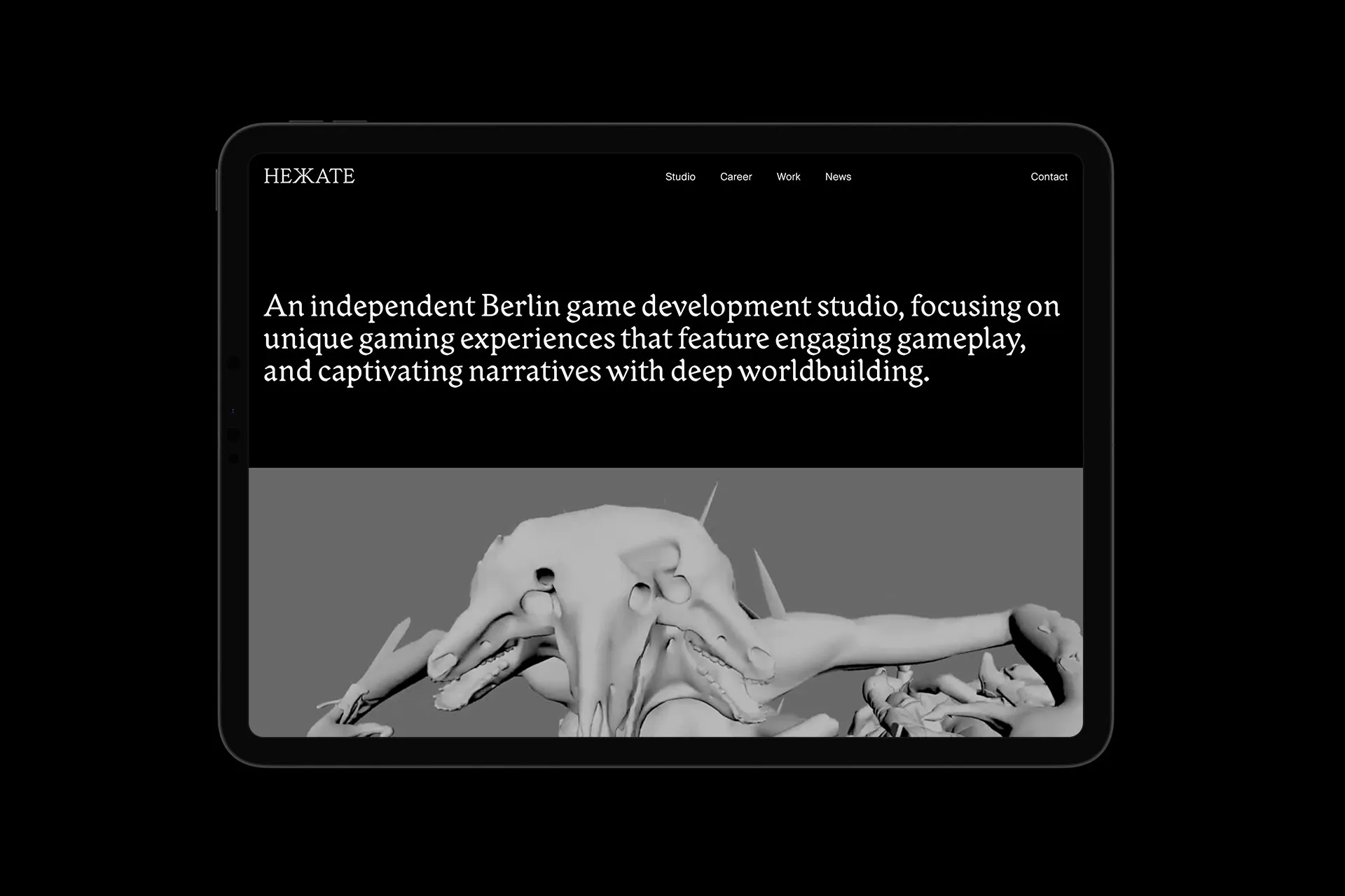 Mockup der Hekate-Webseite im Tablet-Format