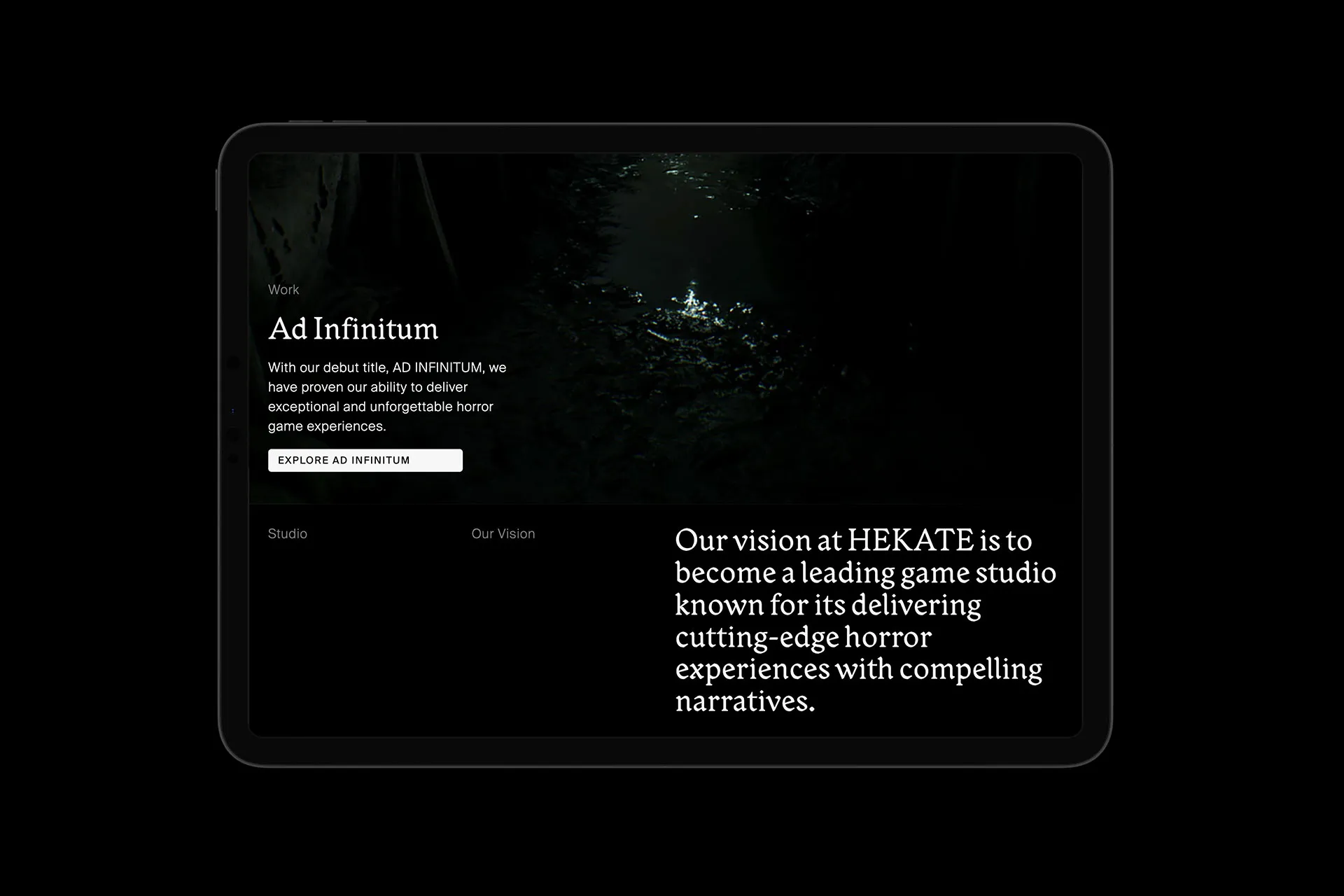 Mockup einer Projektseite von Hekate im Tablet Format.