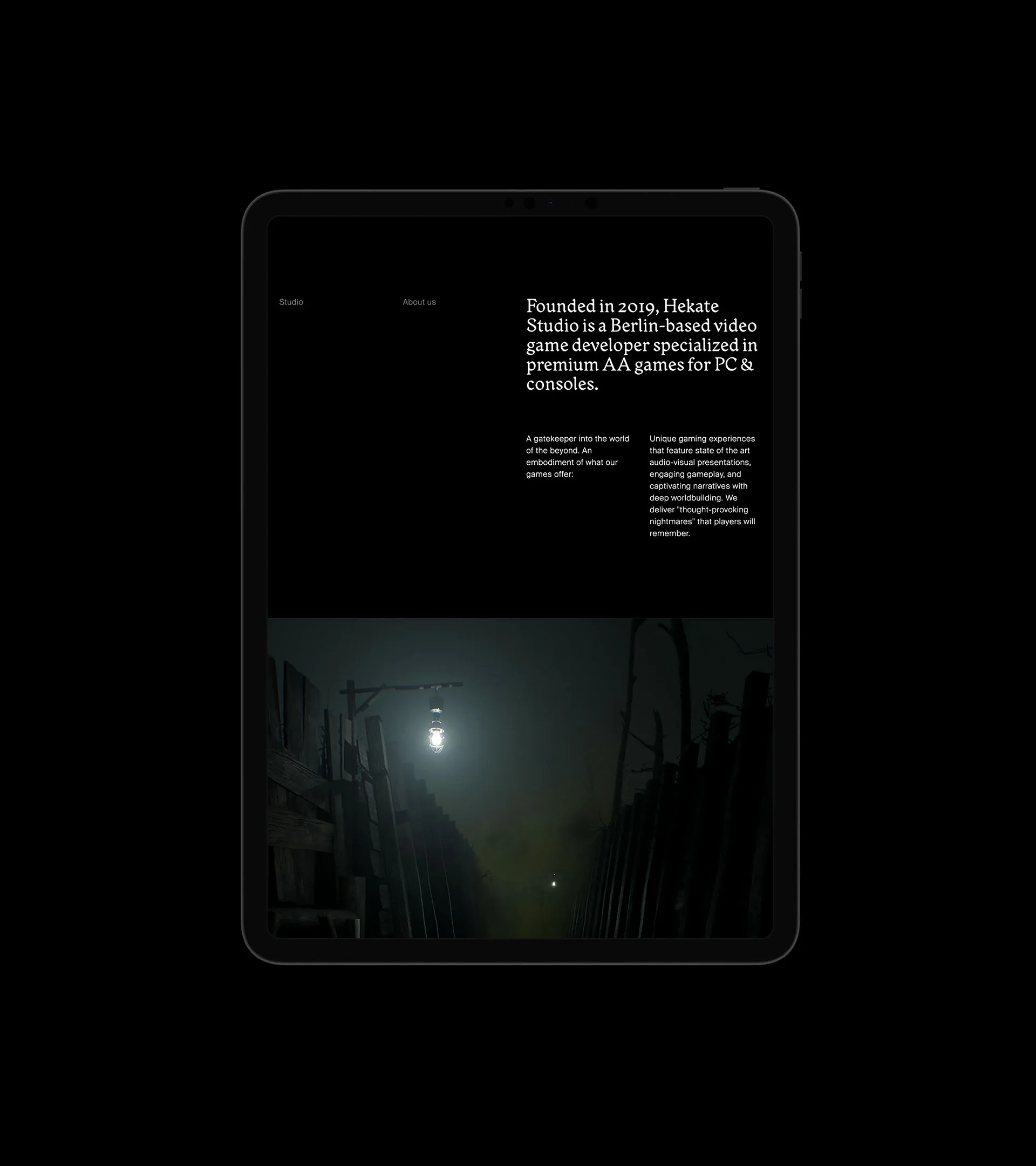 Mockup der Webseite von Hekate im Tablet Format