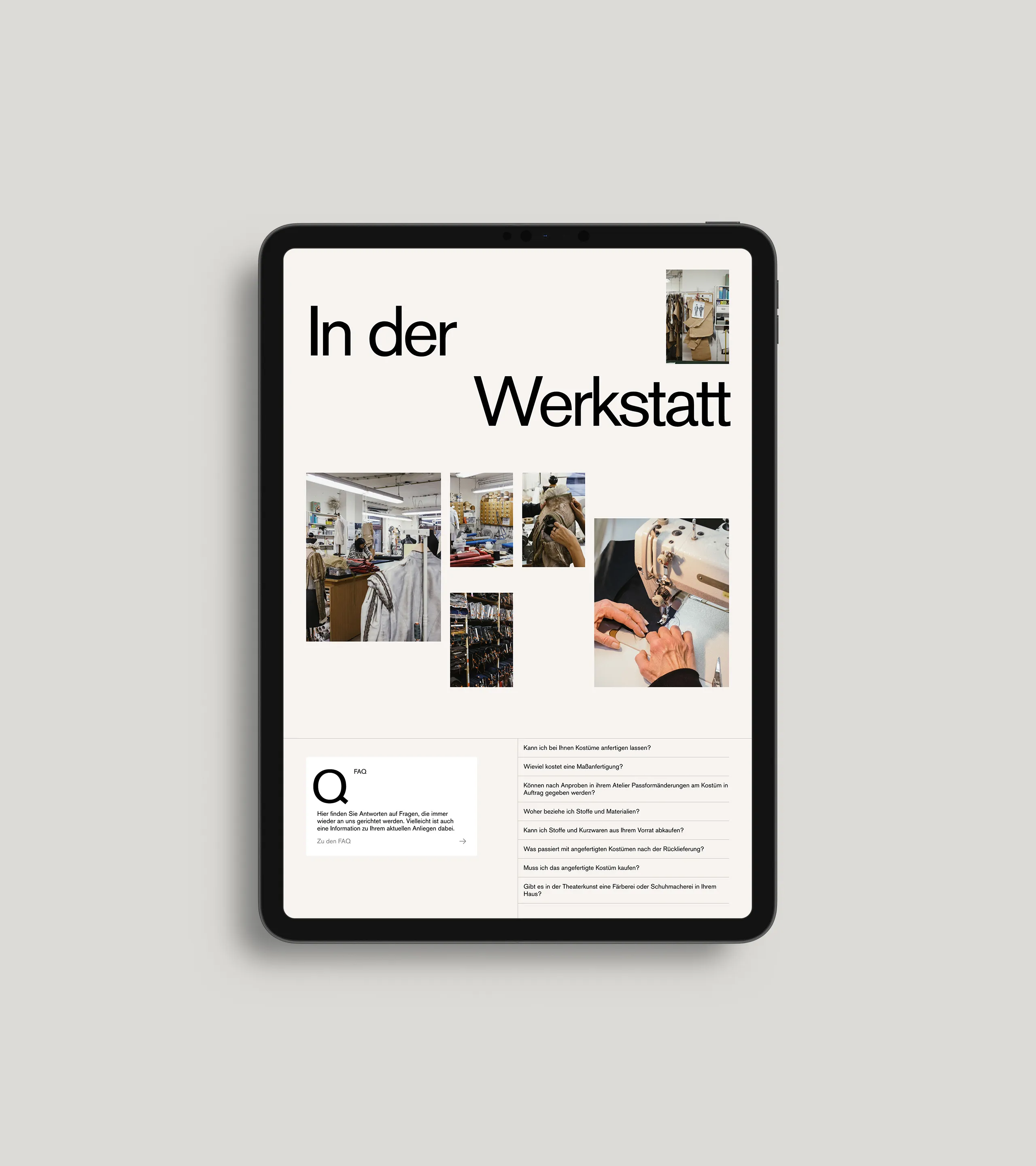 Mockup der Webseite von Theaterkunst im Tablet Format.
