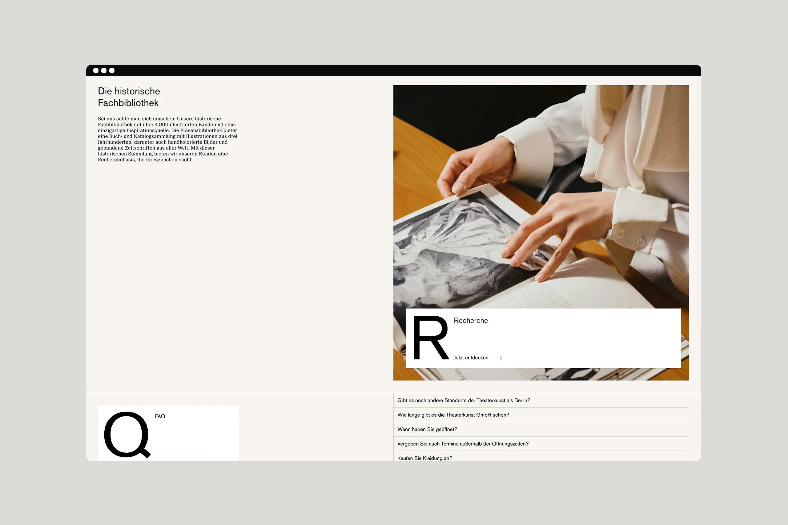 Mockup der Webseite von Theaterkunst im Desktop Format.