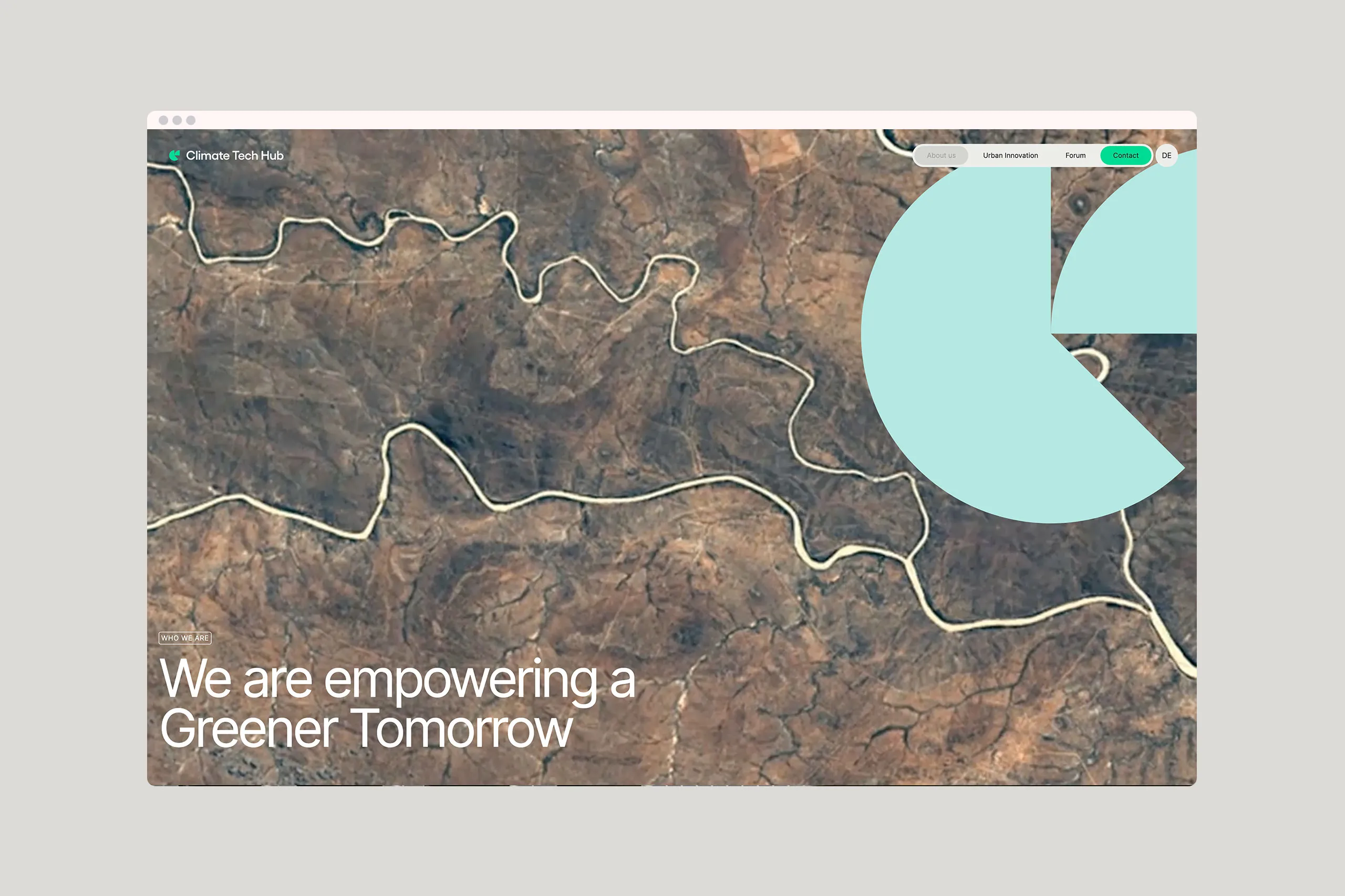 Mockup Webseite von Climate Tech Hub im Desktop Format.