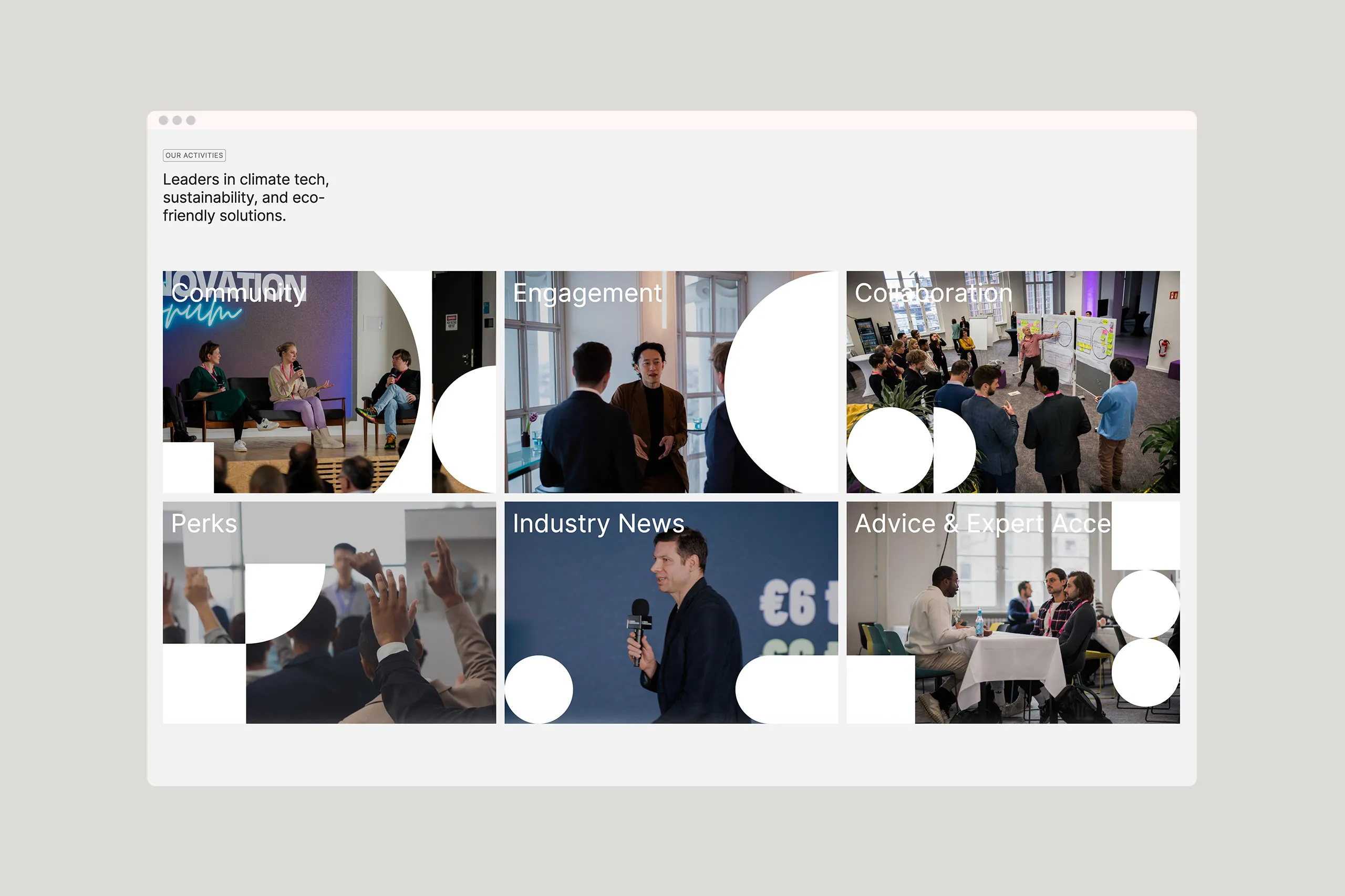 Mockup Webseite von Climate Tech Hub im Desktop Format.