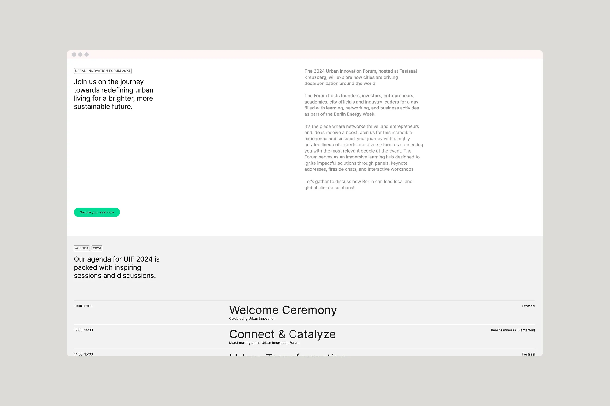 Mockup Webseite von Climate Tech Hub im Desktop Format.