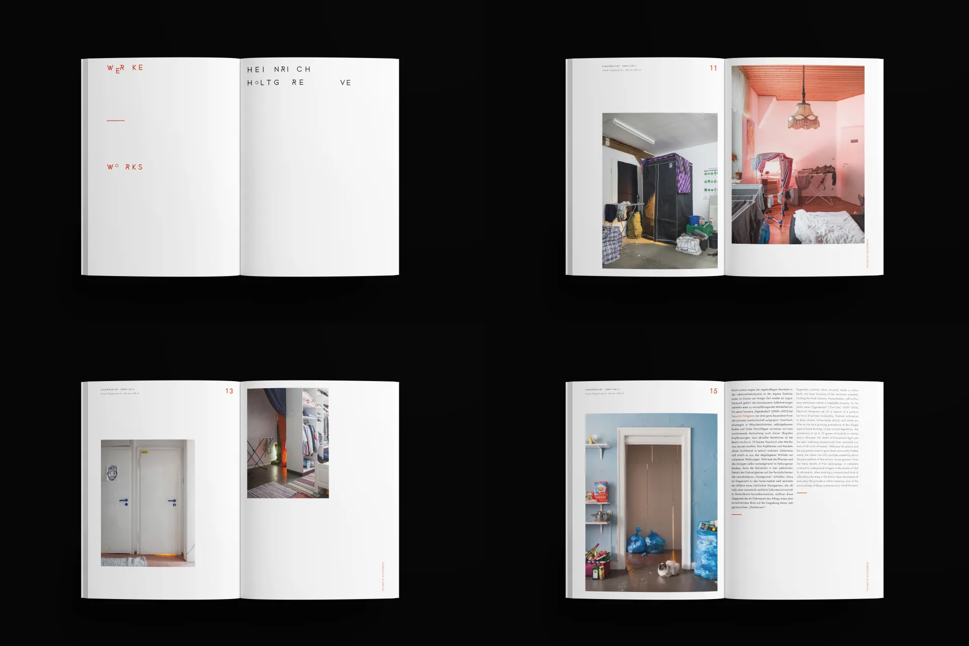 Vier verschiedene Mockups von Innenseiten eines Kunstmagazins.