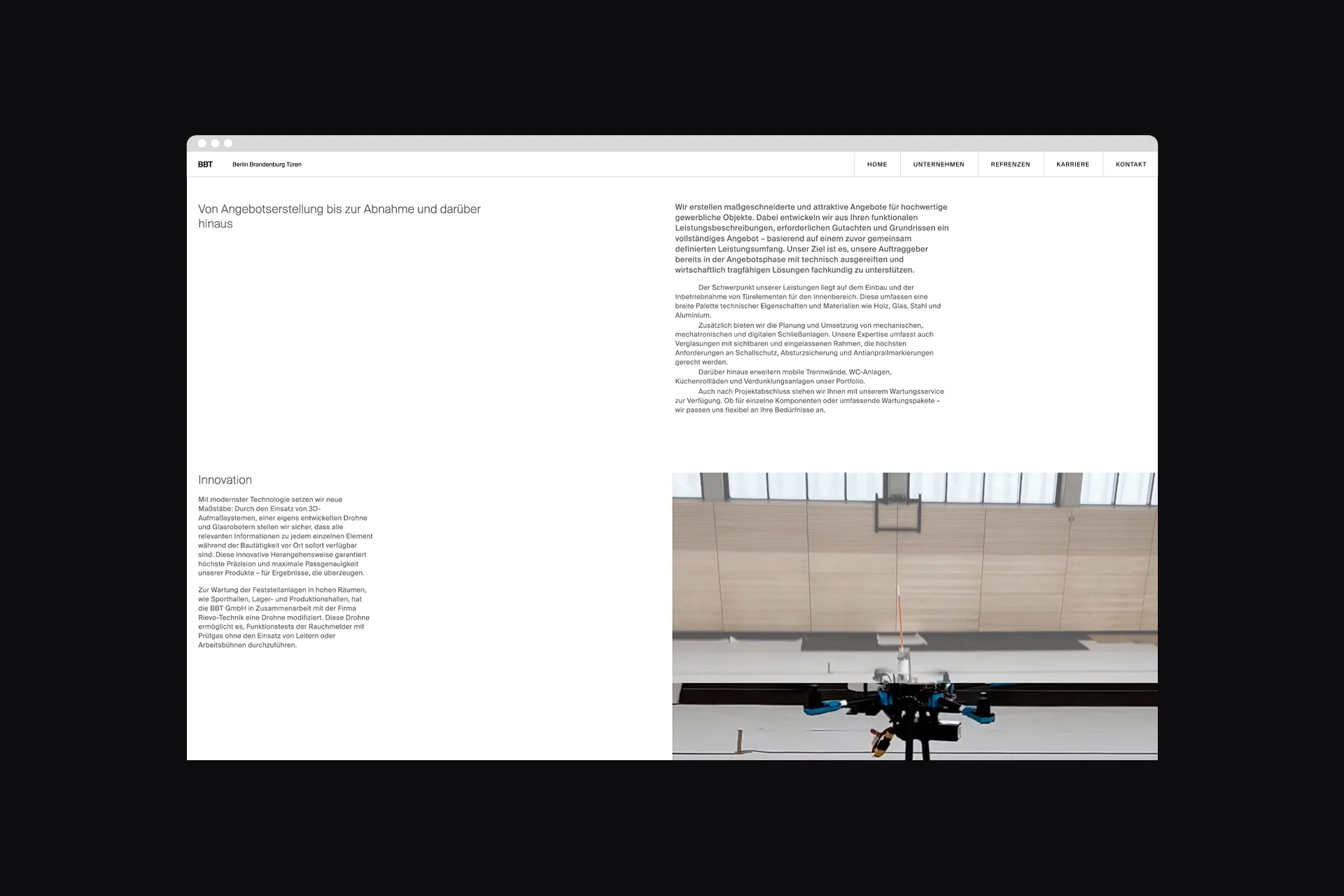 Mockup der Webseite von BBT im Desktop Format.