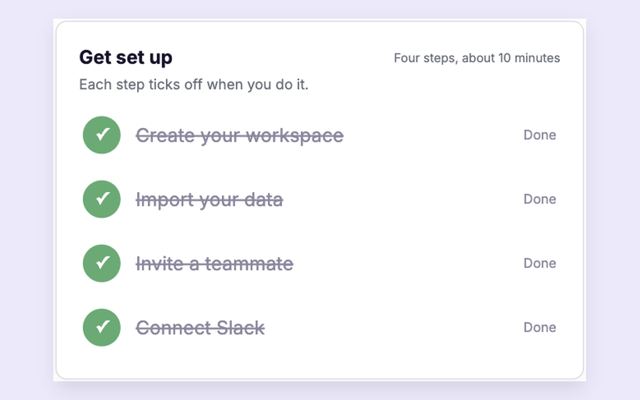 A four-step setup checklist template