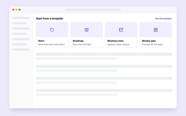 A workspace starter gallery template