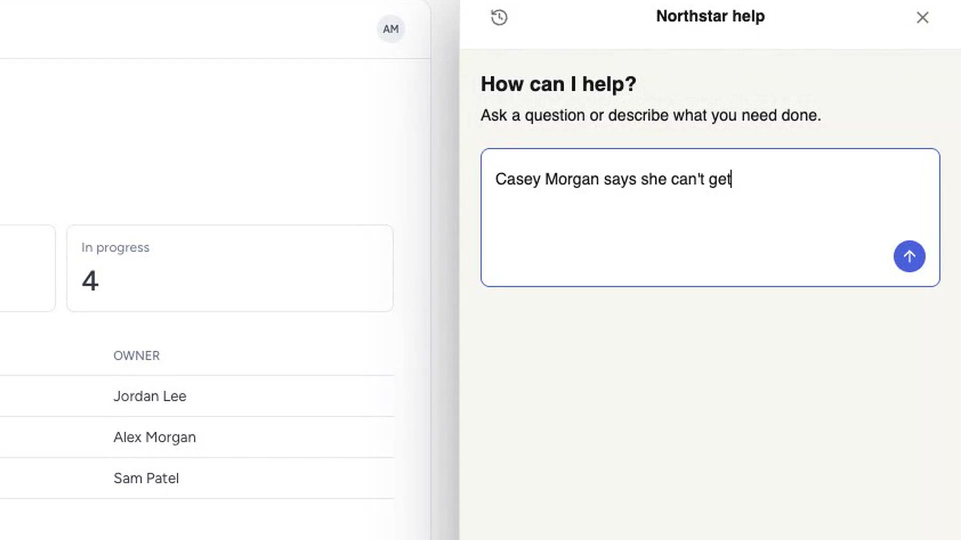 Northstar help confirms Casey has a fresh invitation in the demo.