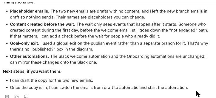 "Things to know" and "Next steps, if you want them."