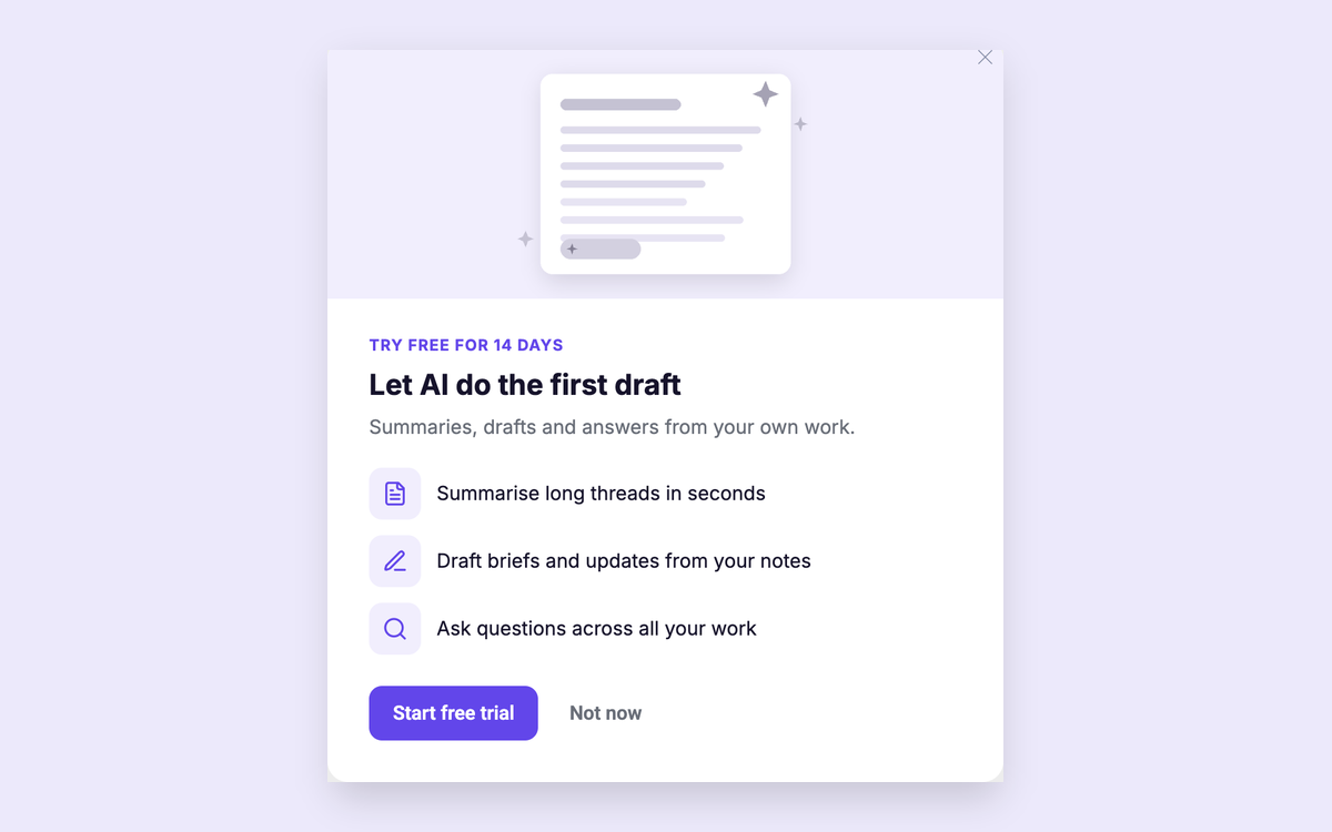 AI Add-on Trial template preview