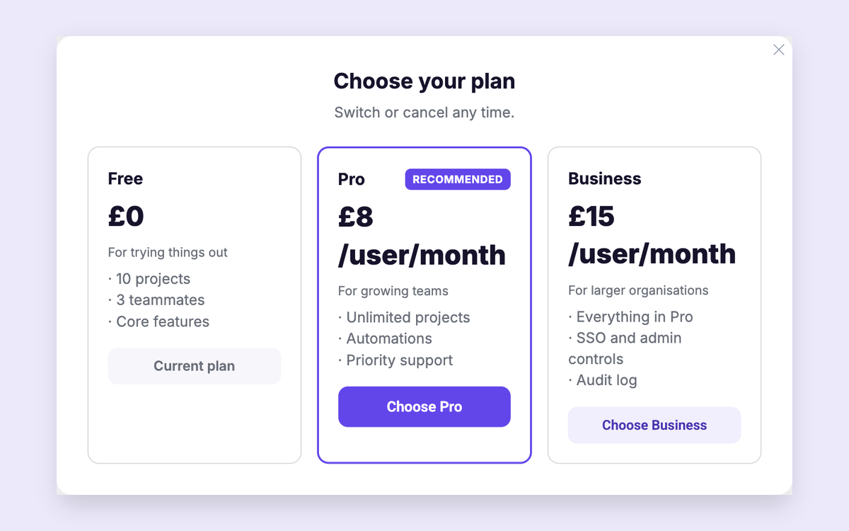 Plan Comparison template preview