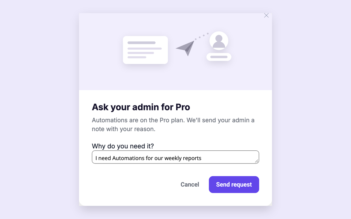 Ask Your Admin to Upgrade template preview