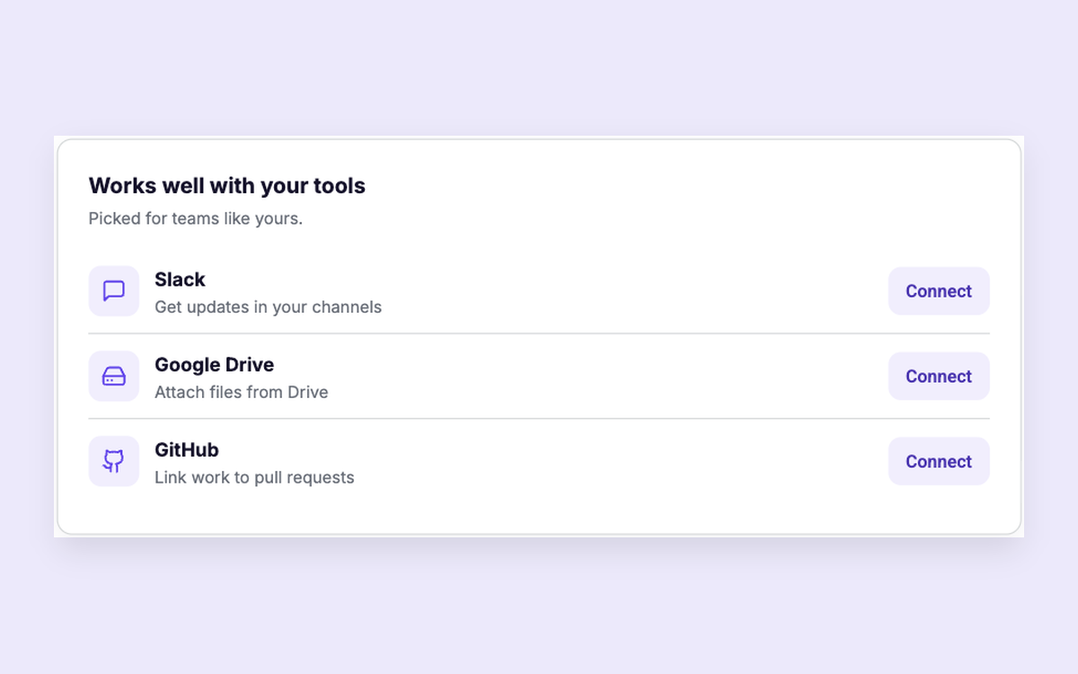 Integration Suggestions template preview