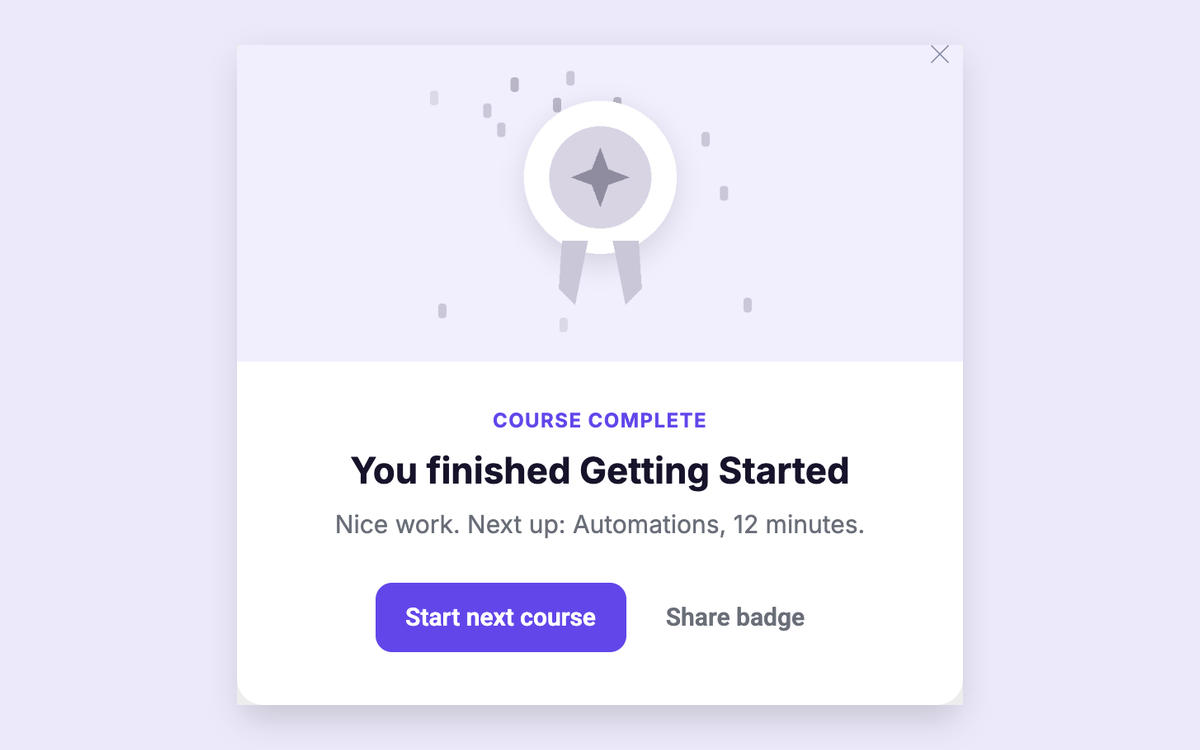 Course Complete template preview