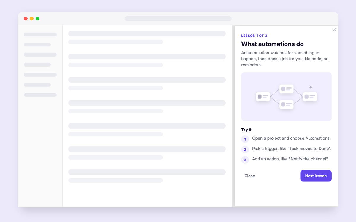 Learn-in-Context Panel template preview