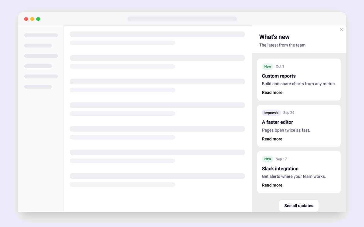 What's New Panel template preview