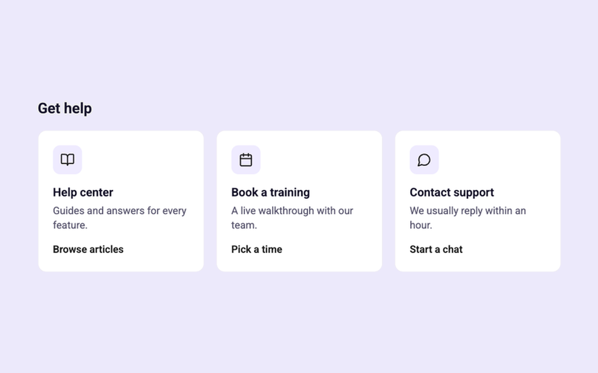 Help Options Grid template preview