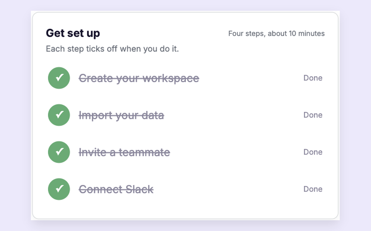 Setup Checklist Card template preview