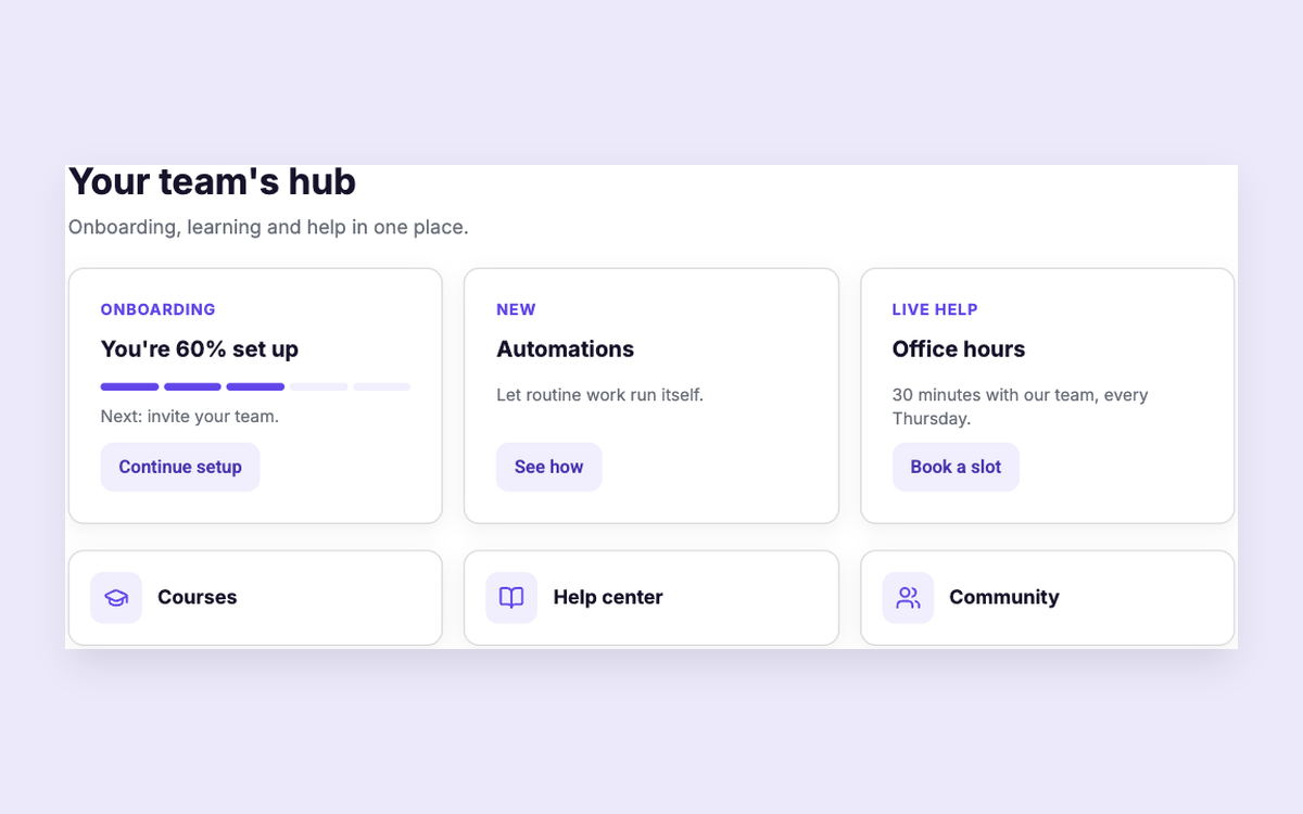 Customer Hub template preview