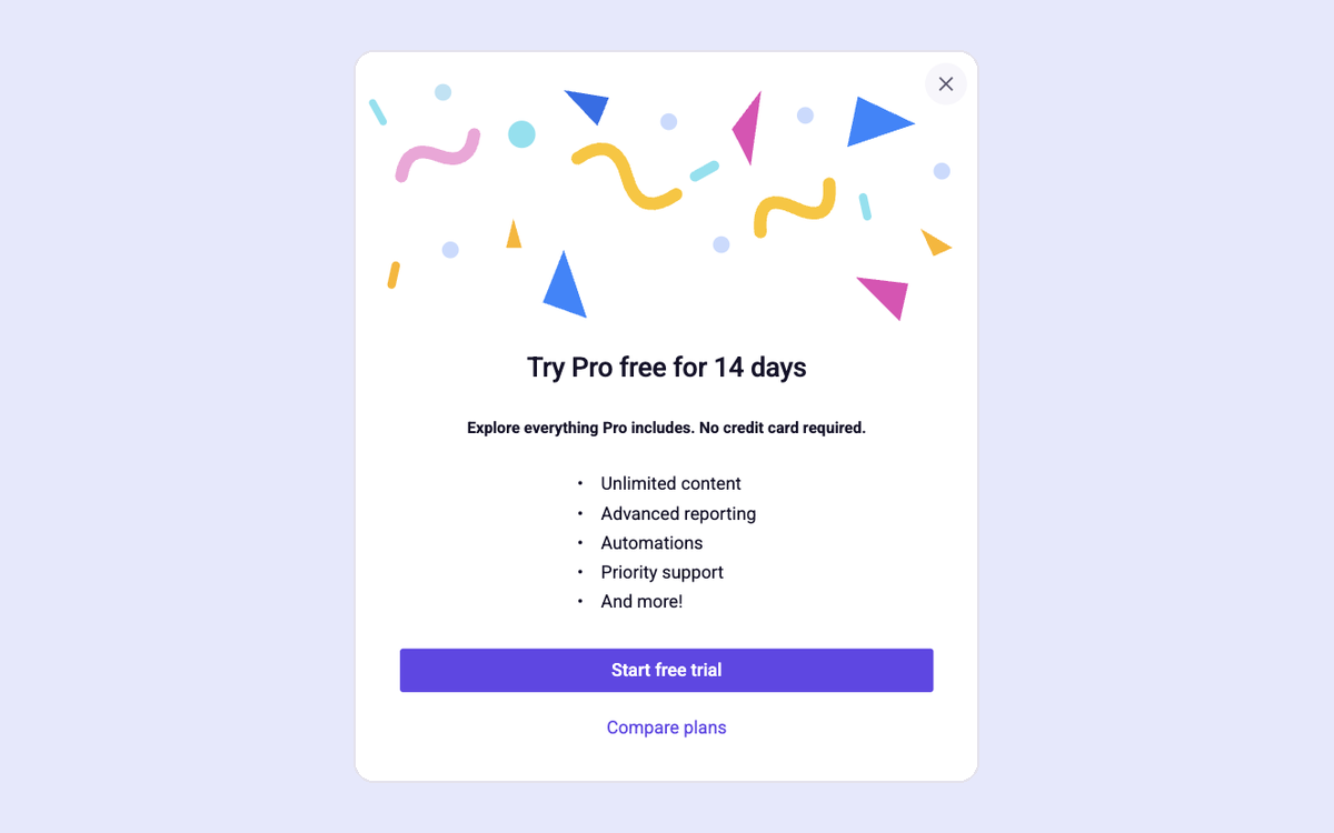 Try Premium Modal template preview