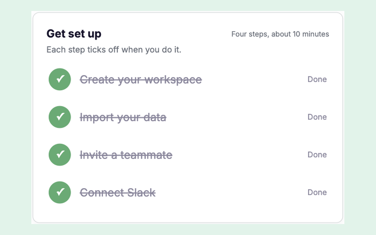 Setup Checklist Card template preview