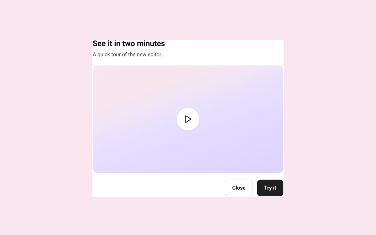 Video Announcement Modal template preview