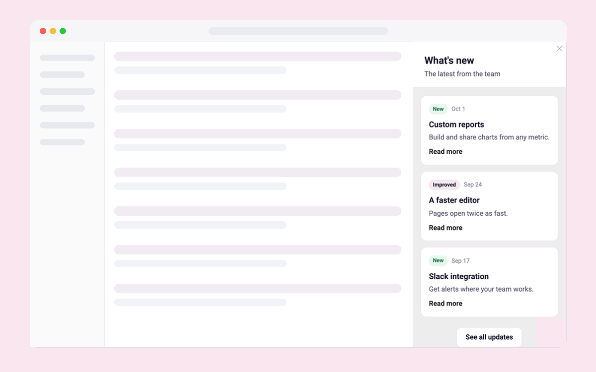 What's New Panel template preview