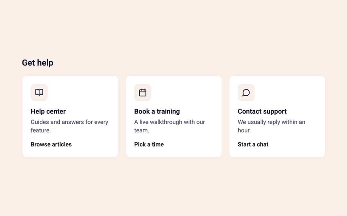 Help Options Grid template preview