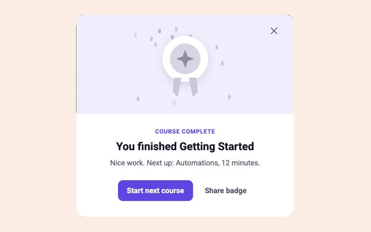 Course Complete template preview