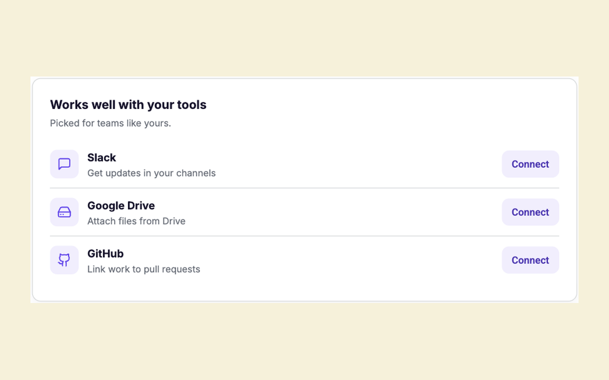 Integration Suggestions template preview