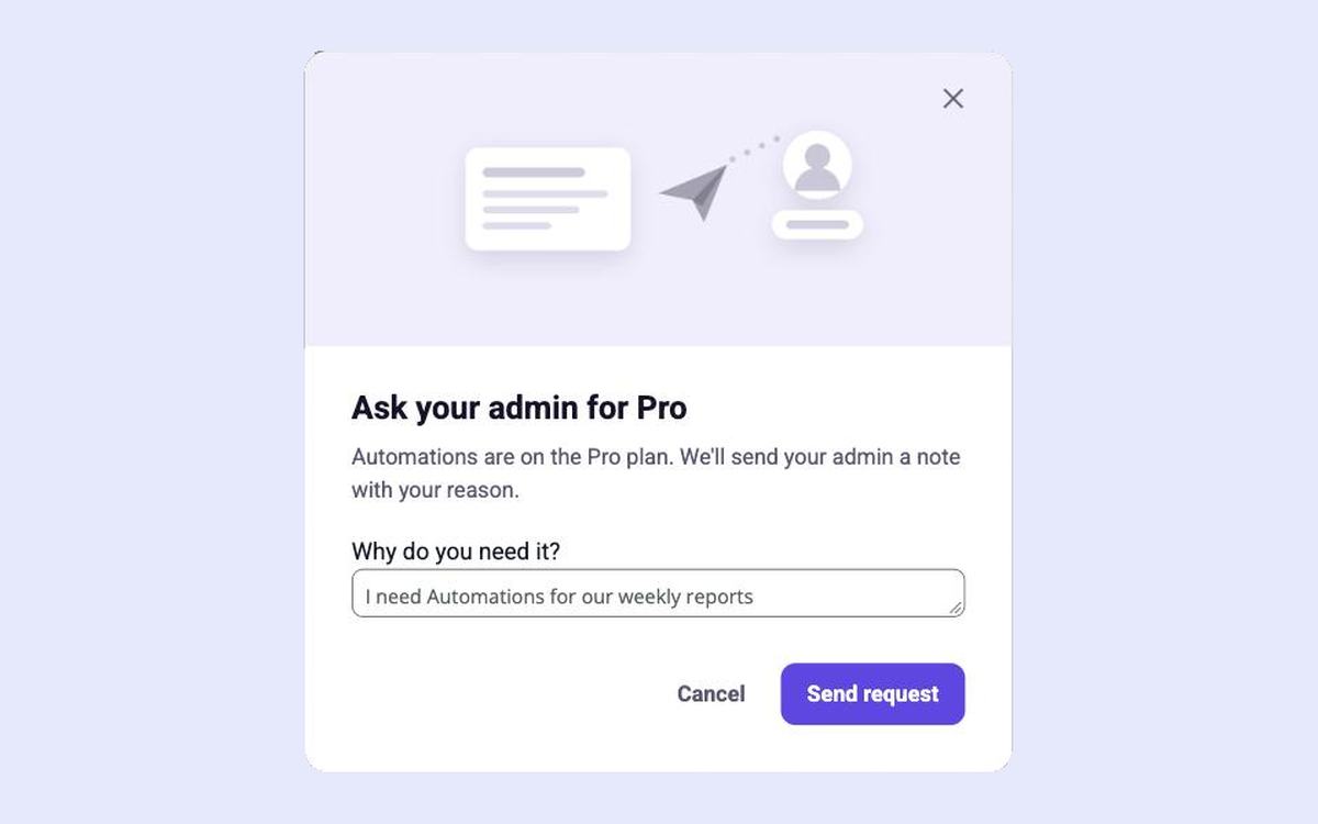 Ask Your Admin to Upgrade template preview