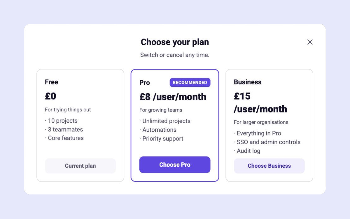 Plan Comparison template preview