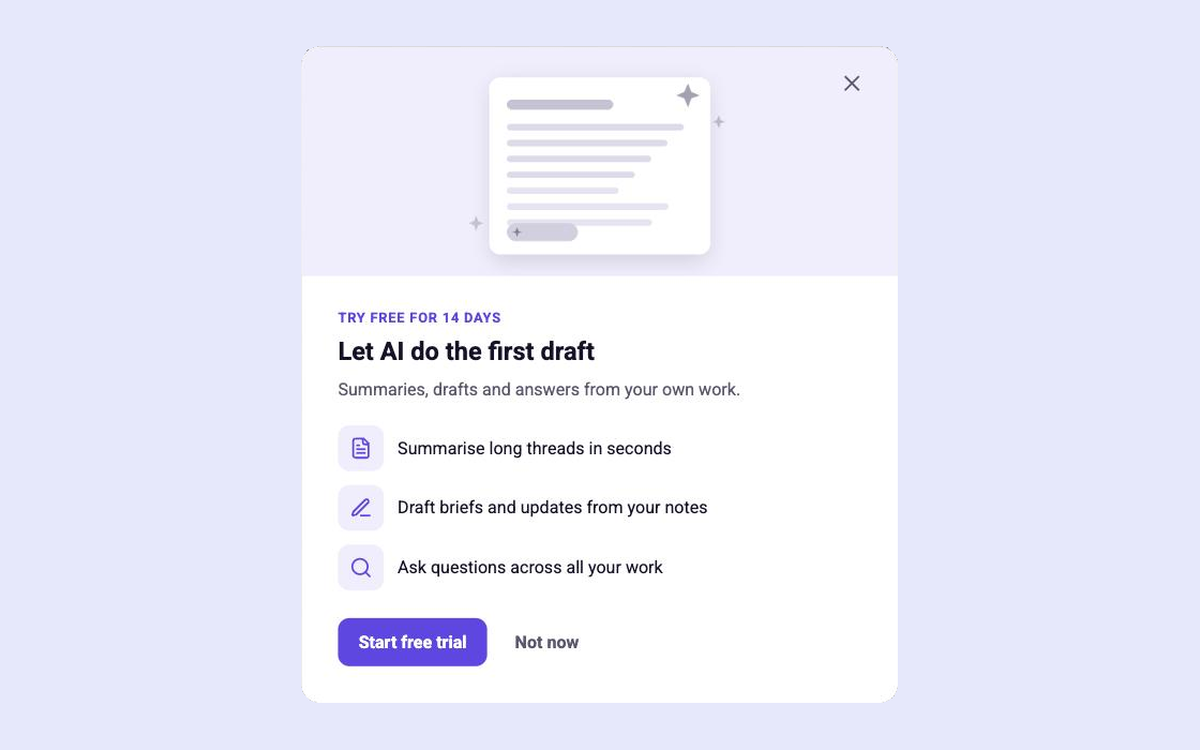 AI Add-on Trial template preview