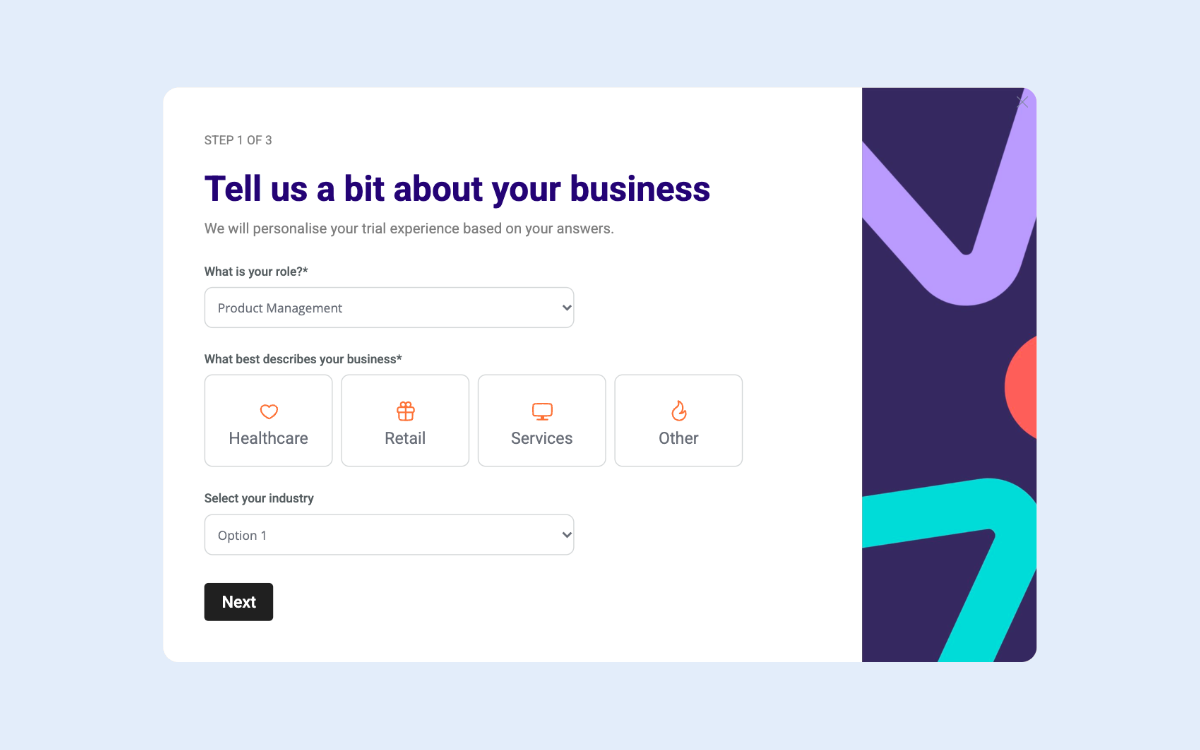 Modal Onboarding Flow template preview