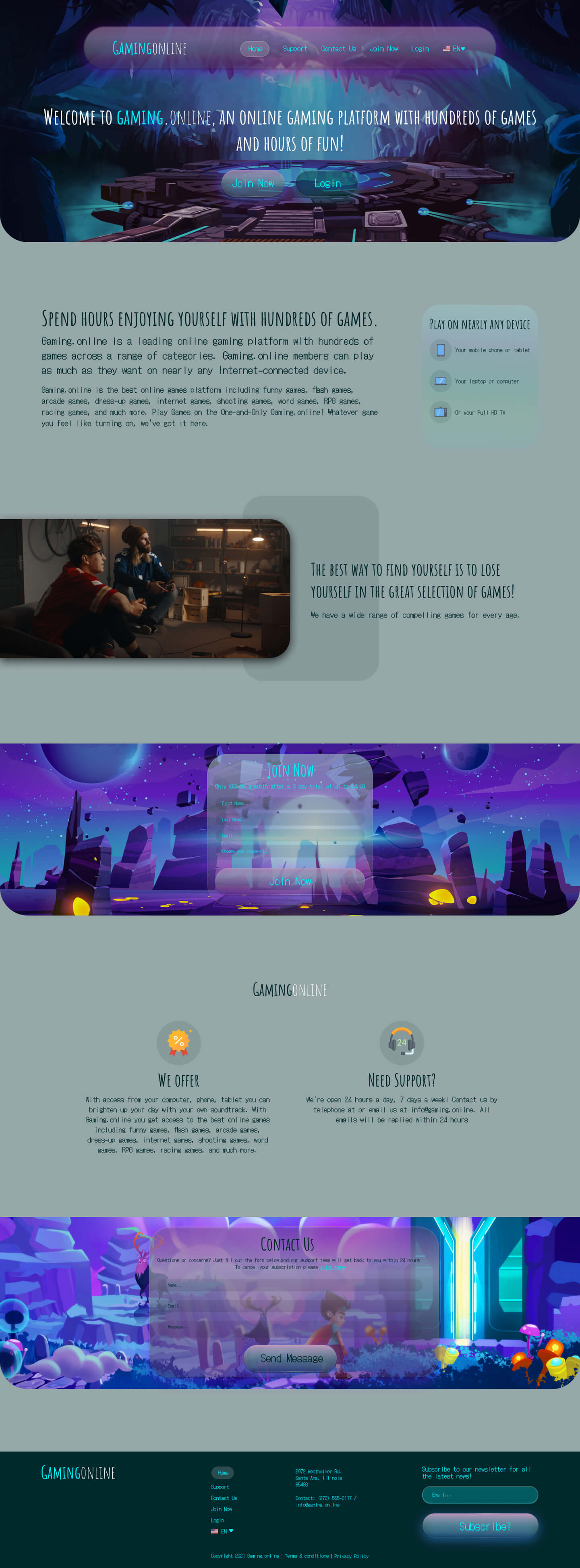 An online gaming website. 