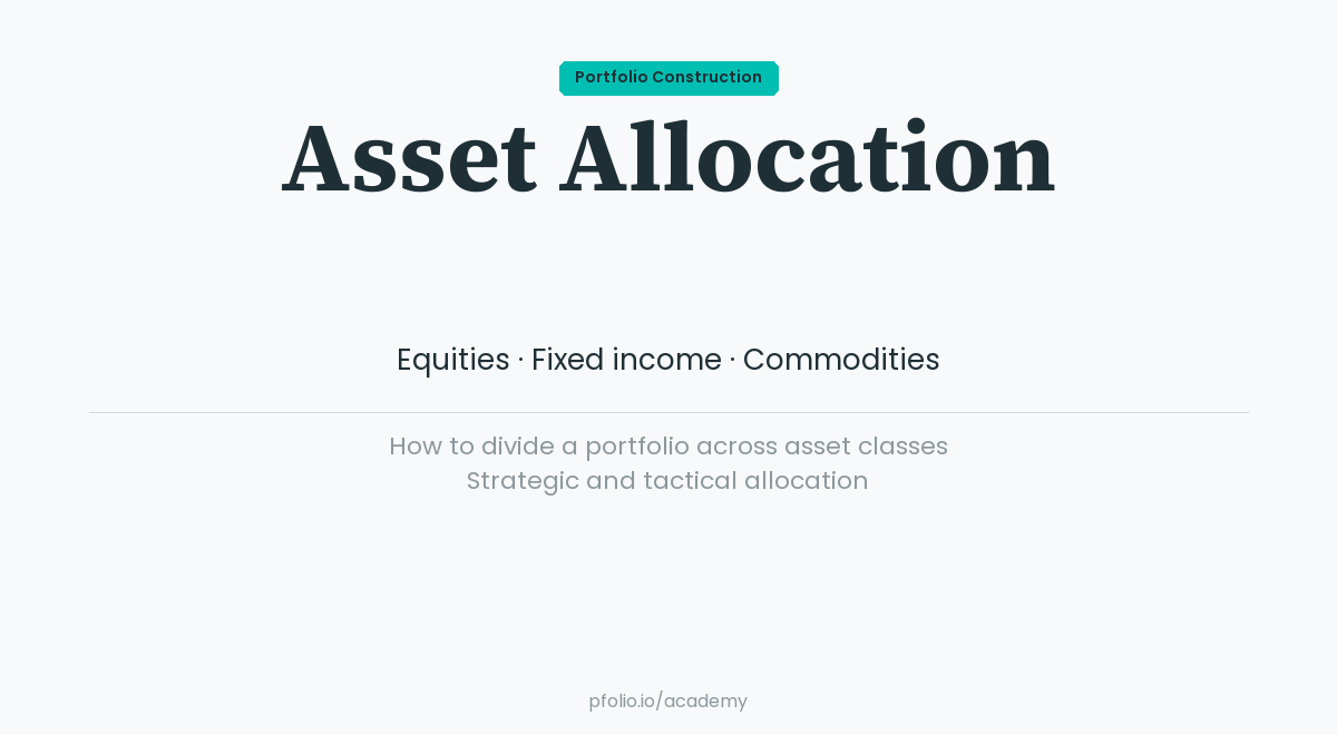 Asset Allocation — Portfolio Construction · pfolio Academy